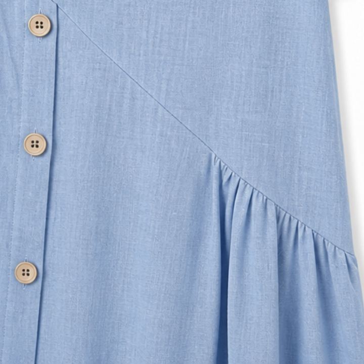Cotton Linen Midi Dress - Comfortable Everyday Dress for Women