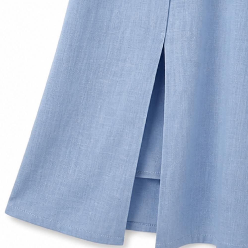 Cotton Linen Midi Dress - Comfortable Everyday Dress for Women