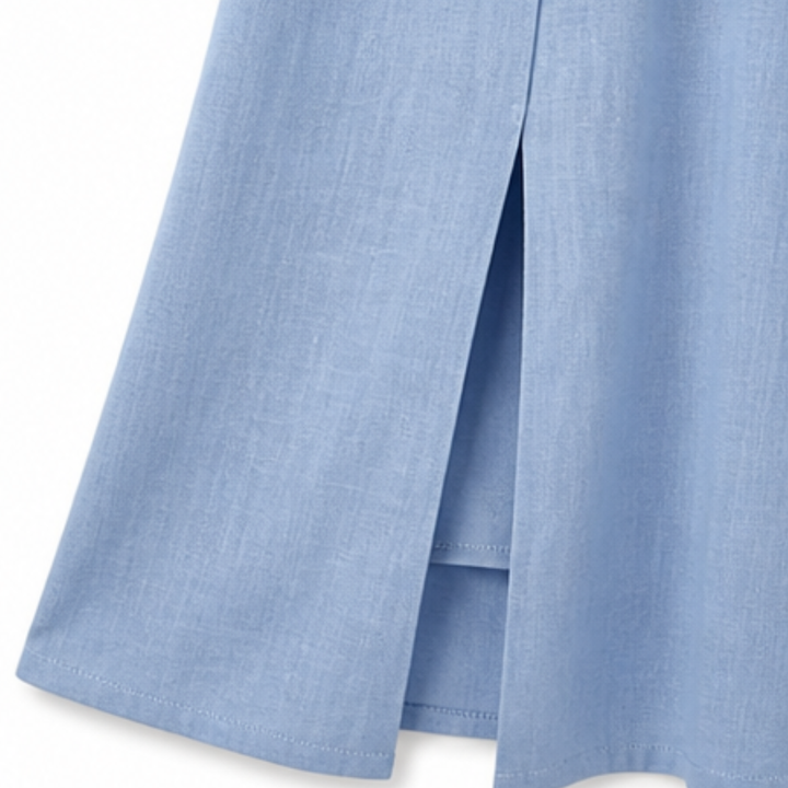 Cotton Linen Midi Dress - Comfortable Everyday Dress for Women