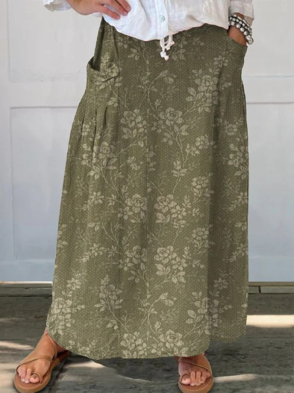Princess™ | Falda con bolsillo, cintura elástica y estampado floral vintage