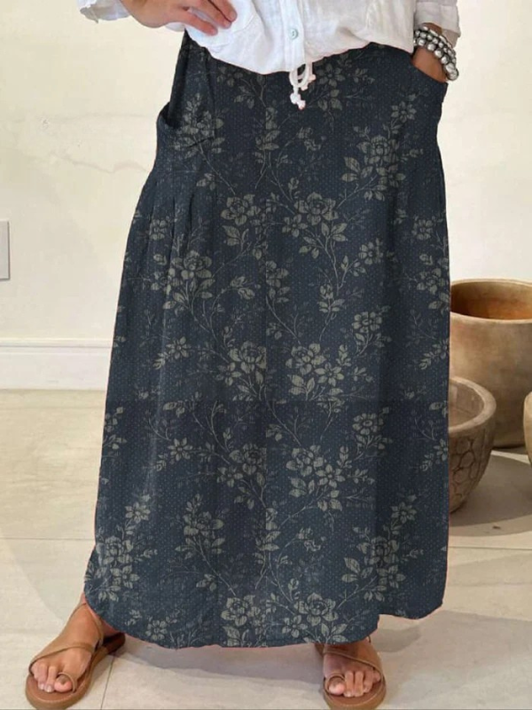 Princess™ | Falda con bolsillo, cintura elástica y estampado floral vintage