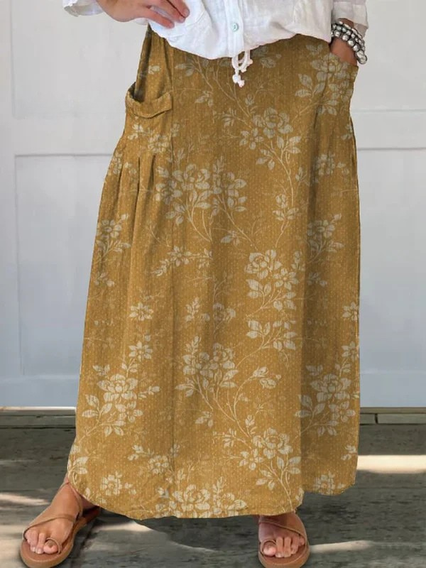 Princess™ | Falda con bolsillo, cintura elástica y estampado floral vintage