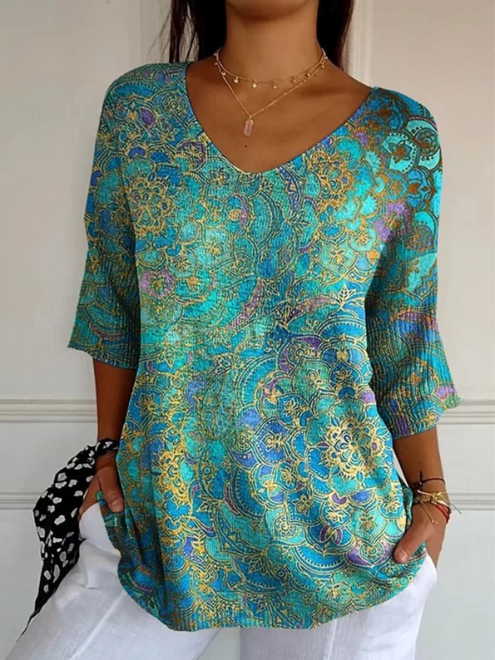 Damen Retro Kunstdruck Freizeitpullover Strick