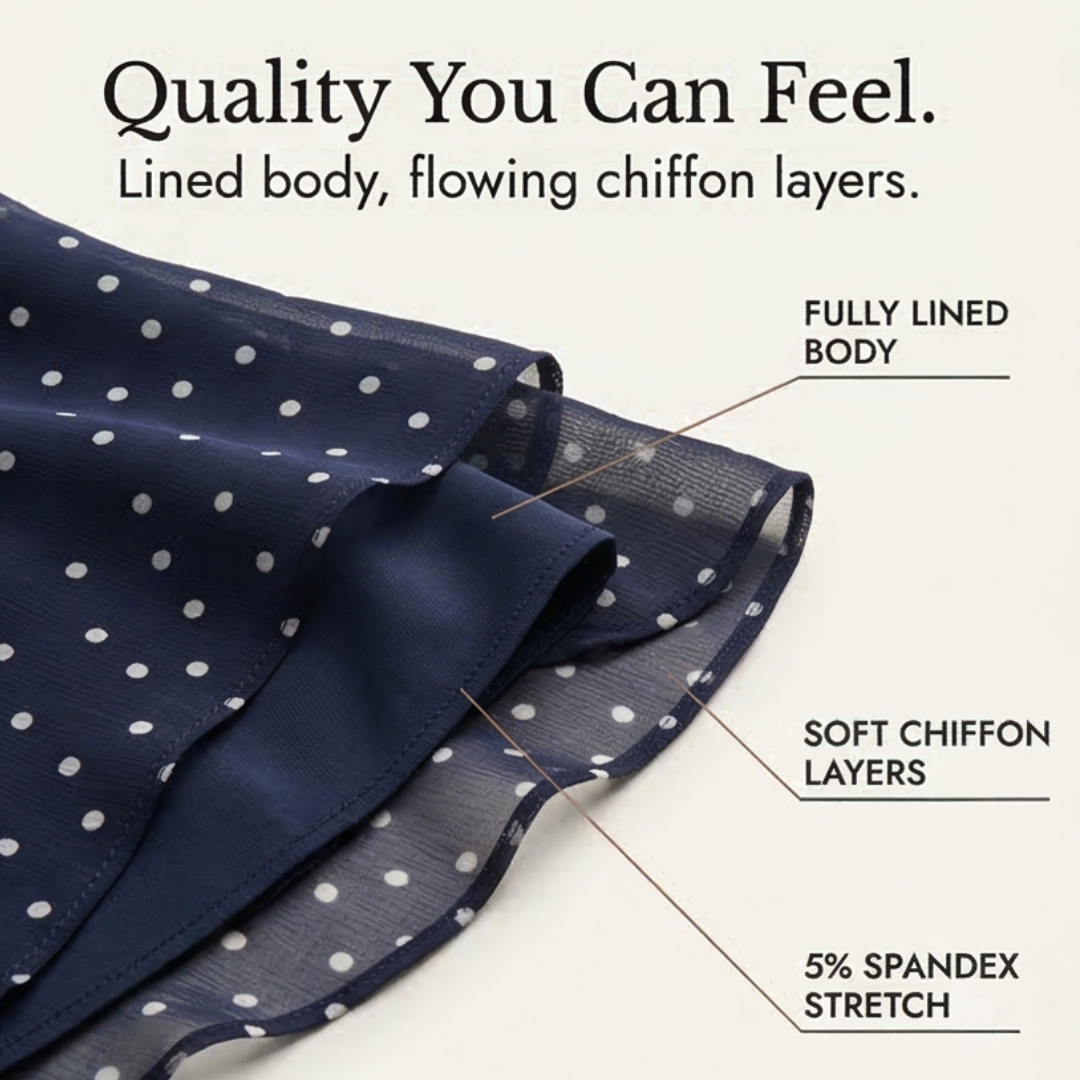 Florenne™ – Layered Chiffon Polka Dot Dress