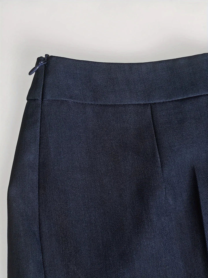 Vina | Conjunto de traje de dos piezas para mujer: blazer largo y pantalones acampanados