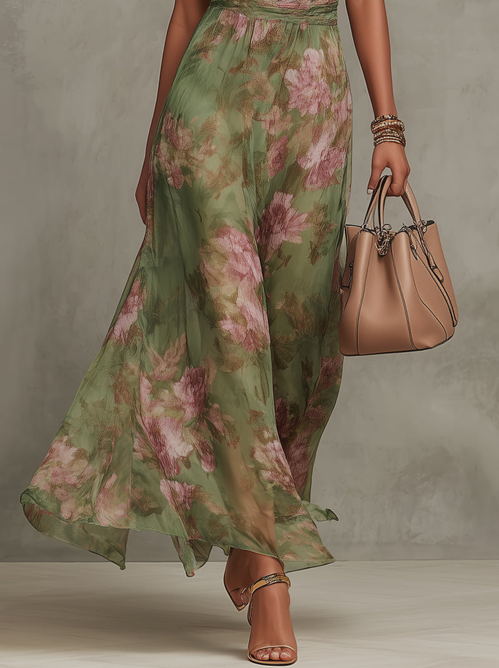 Floral Halter Dress | Elegant Summer Wedding Guest Dress