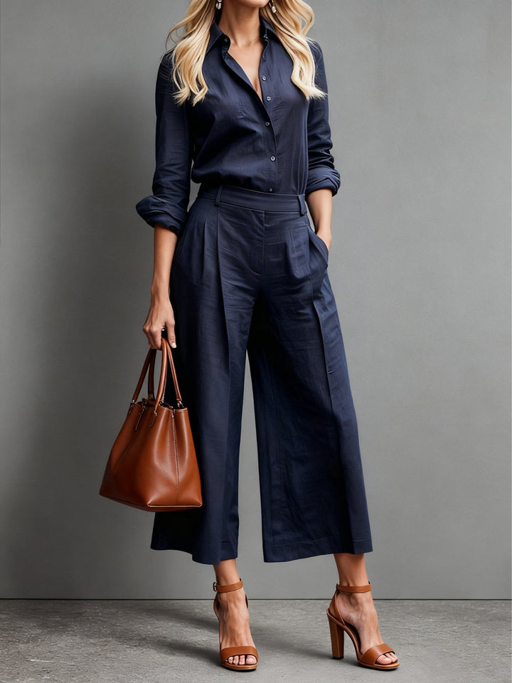 Callista │ Capri-Hose und lockeres Leinenhemd Set