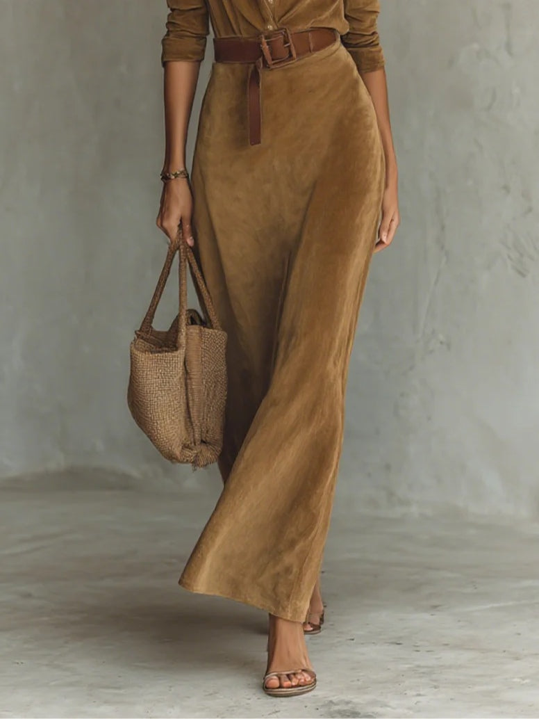 Lunori™ Célianne | Vestido Maxi Chic de Gamuza