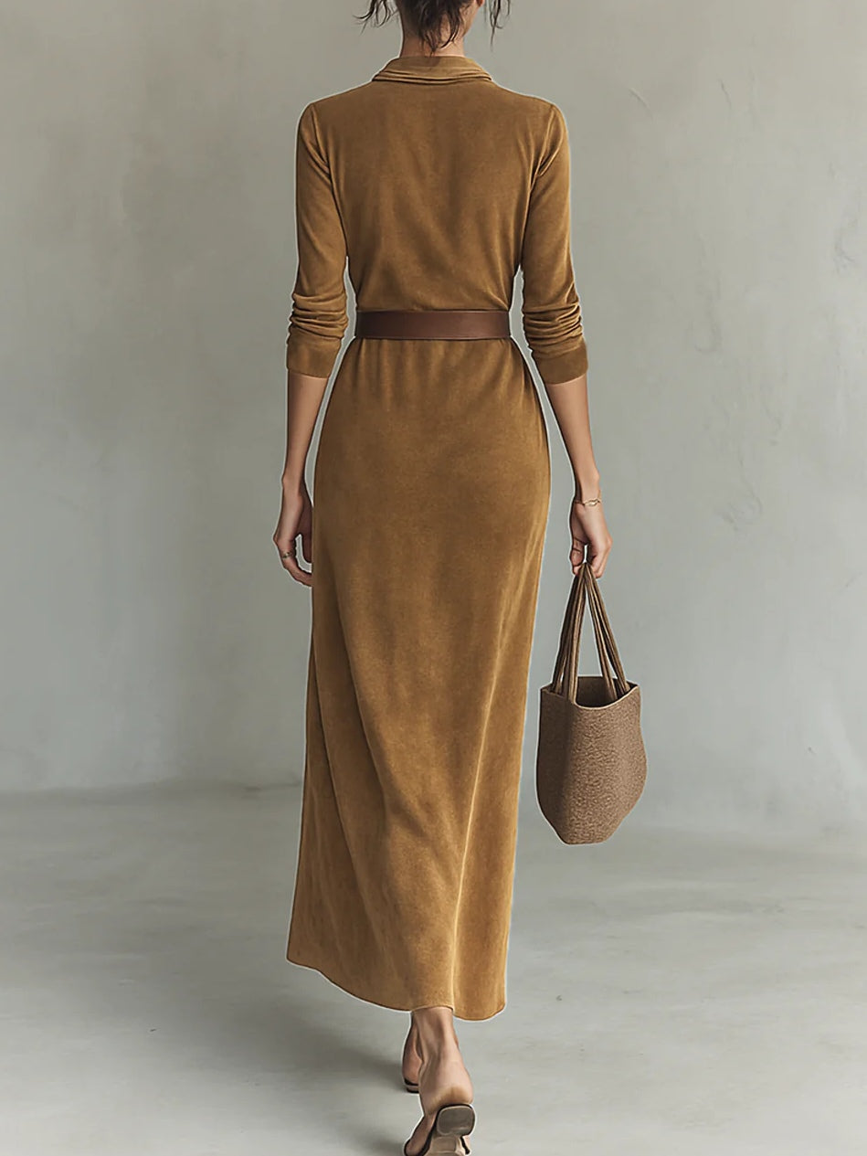 Lunori™ Célianne | Vestido Maxi Chic de Gamuza