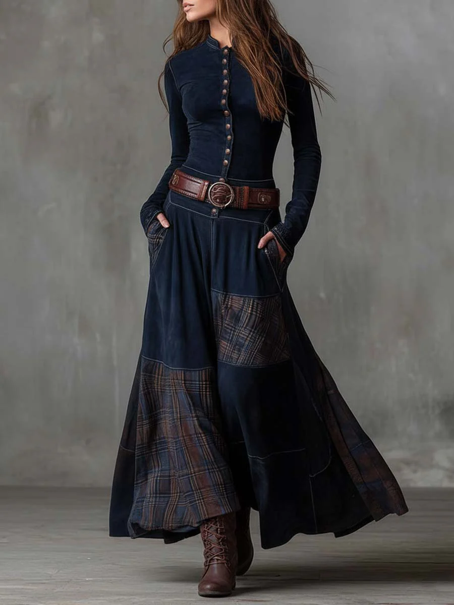 Lunori™ | Vestido maxi de ante Michelle