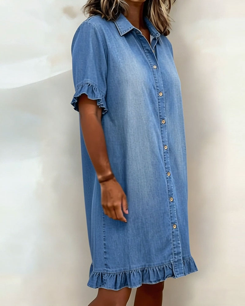 Belinda | Vestito in denim comodo con arricciature che valorizzano la figura