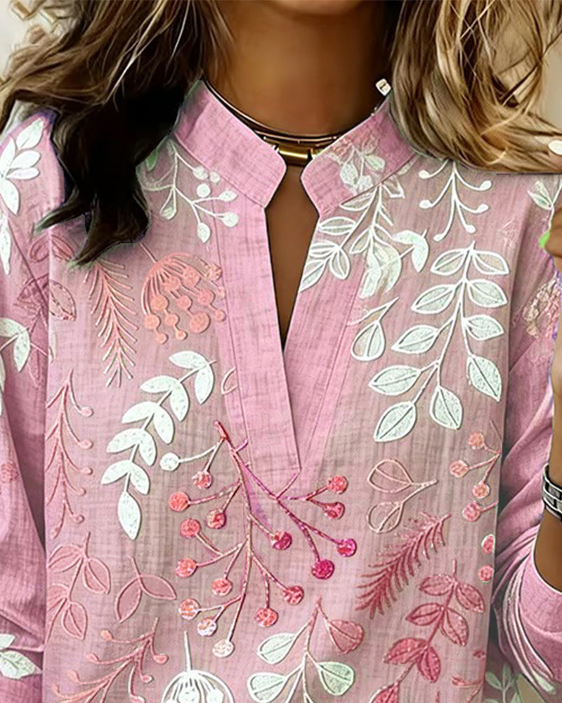 Floral V-Neck Blouse for Women | Lightweight Pastel Top
