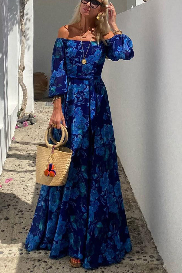 Luna | Langes Kleid mit Blumenmuster