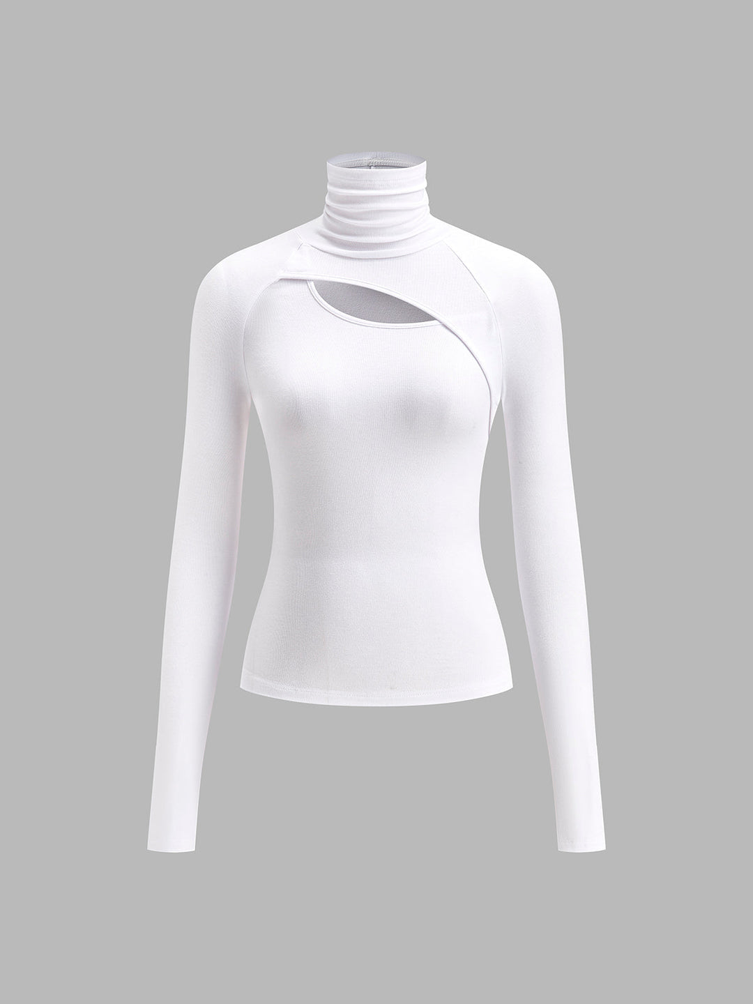 Ravena | Blusa Feminina Gola Alta com Recorte, Manga Longa, Ajustada, para Saída