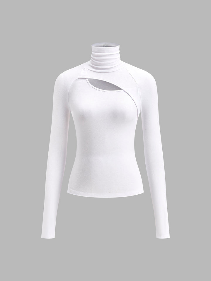 Ravena | Blusa Feminina Gola Alta com Recorte, Manga Longa, Ajustada, para Saída