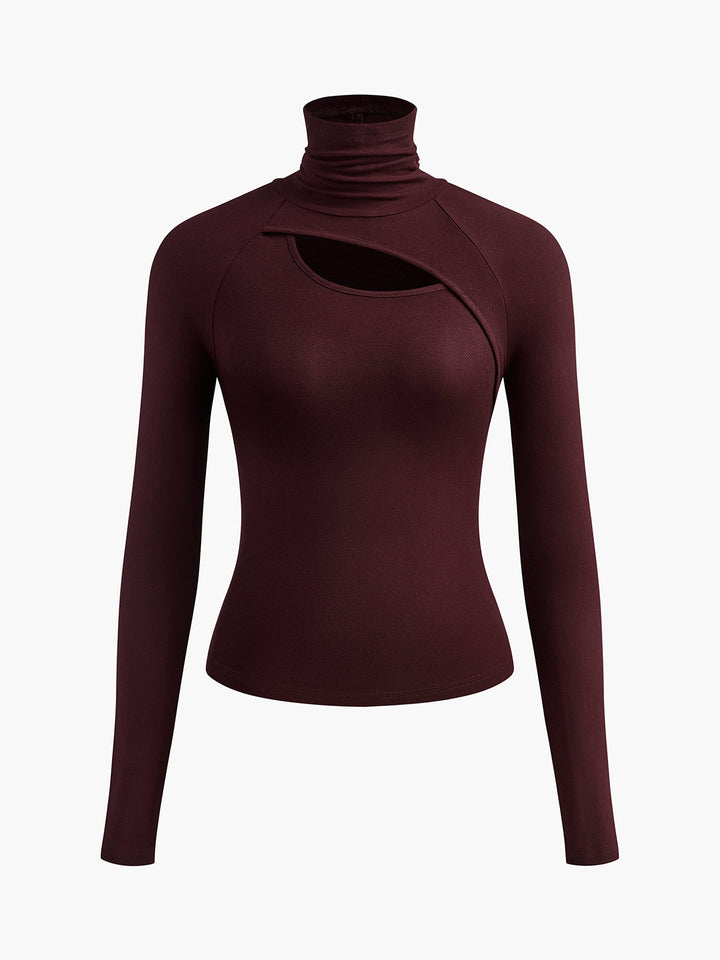 Ravena | Blusa Feminina Gola Alta com Recorte, Manga Longa, Ajustada, para Saída