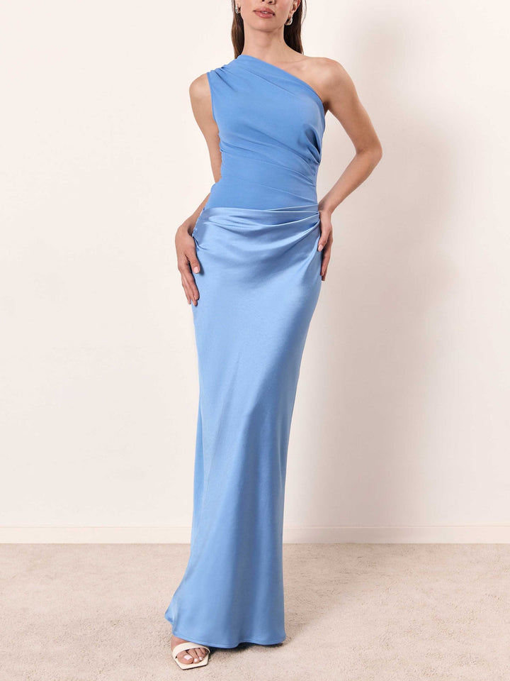 Anita™ | Elegantes Maxikleid mit einer Schulter, gerafftem Ausschnitt und für Partys
