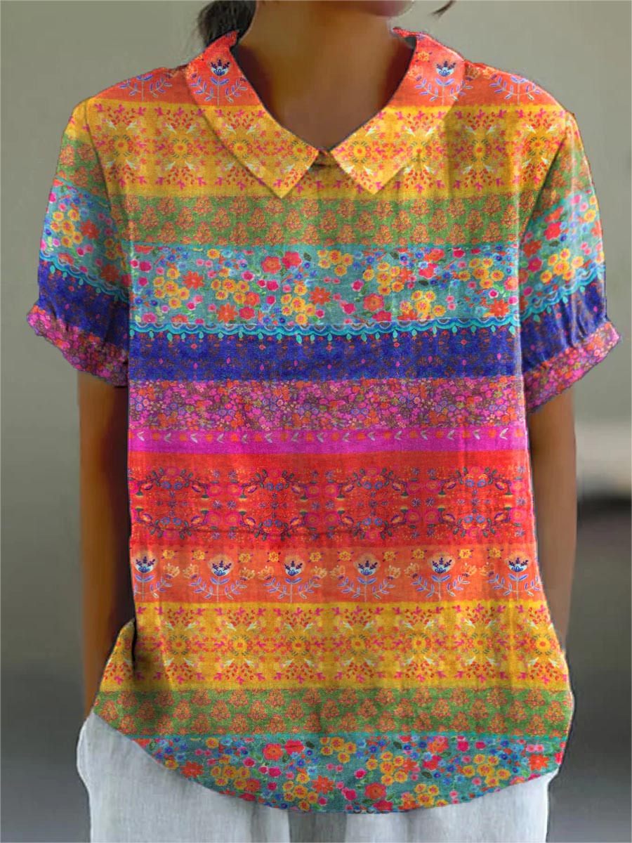 Maya • Floral Striped Shirt