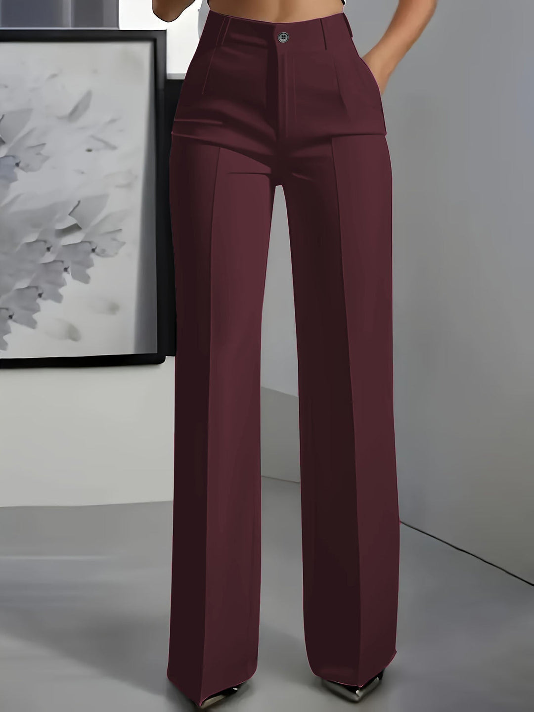 High-Waisted Women's Pants with Elastic Waistband