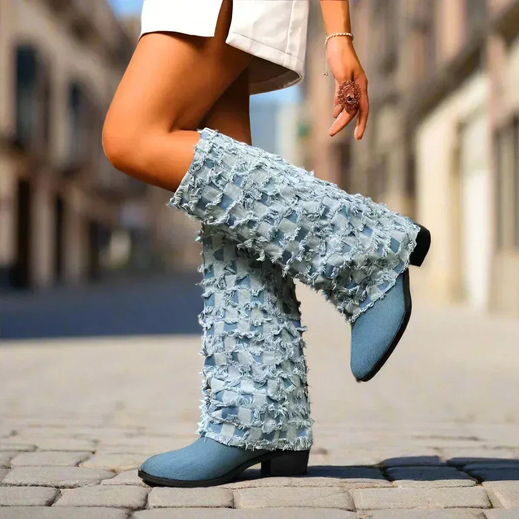 AMELIA MONTROSE DENIM HEELS
