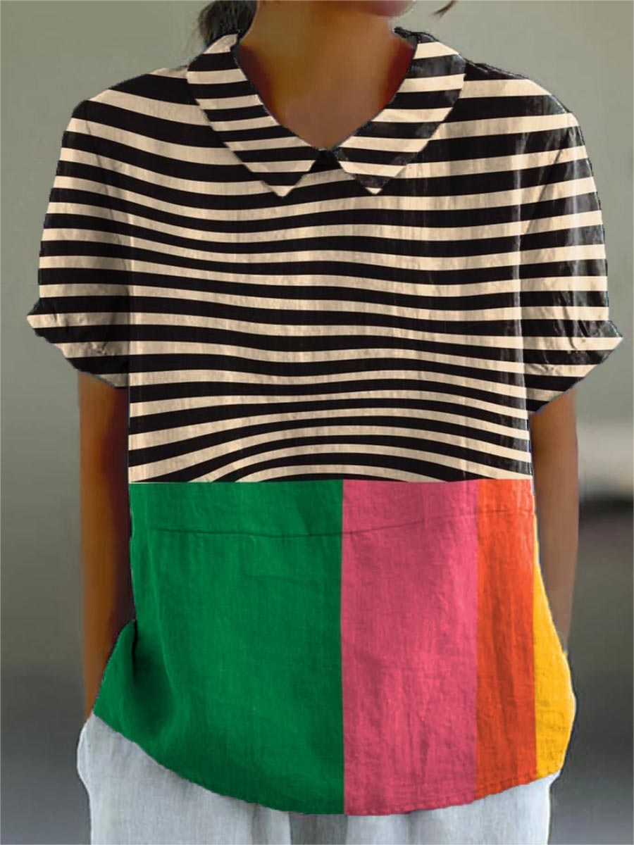 Eva • Bold Stripes and Color Block Shirt
