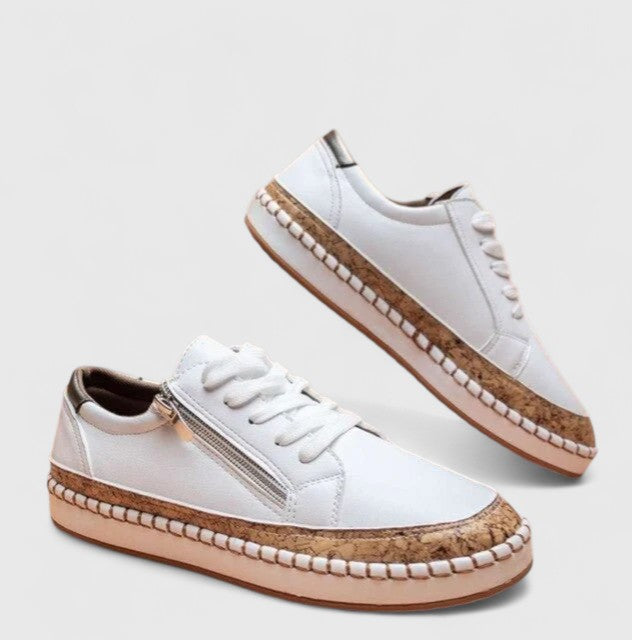 Dahlia | Zapatillas de plataforma con estampado floral para mujer y cordones, con suela de corcho
