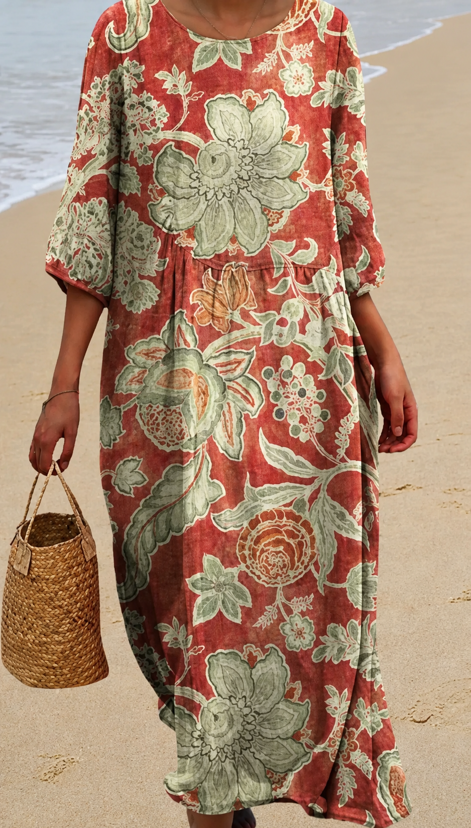 Vintage Floral Dress Sleeveless Retro Print Summer Dress