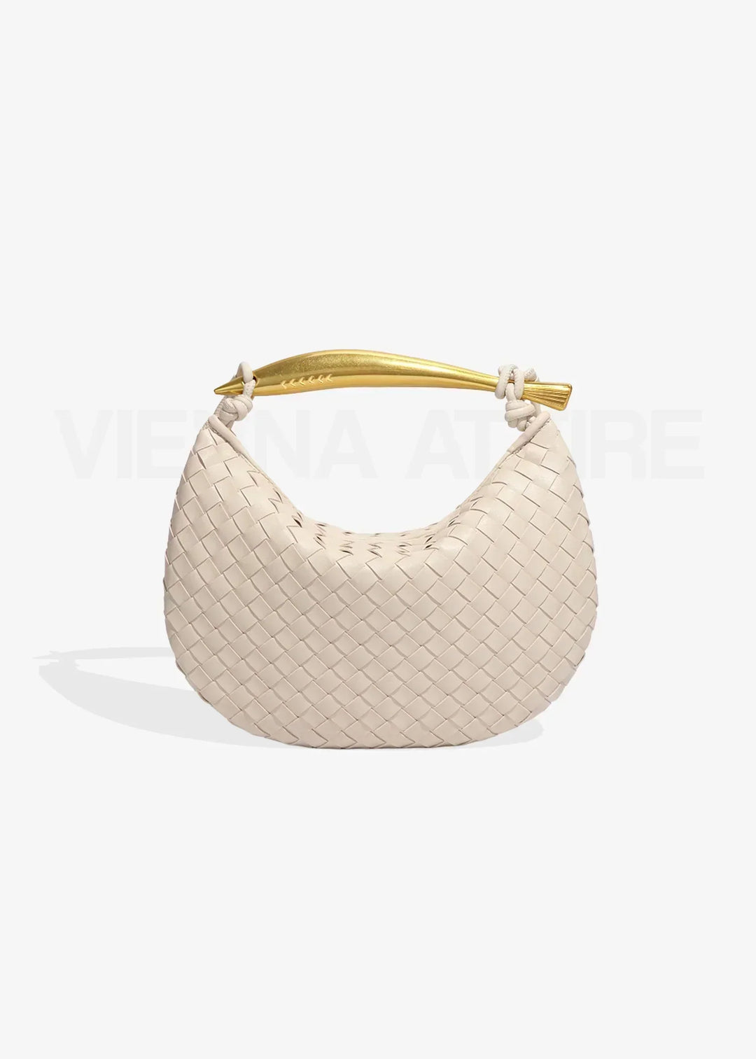 Alexandra – Sac à motif tissé avec poignée dorée