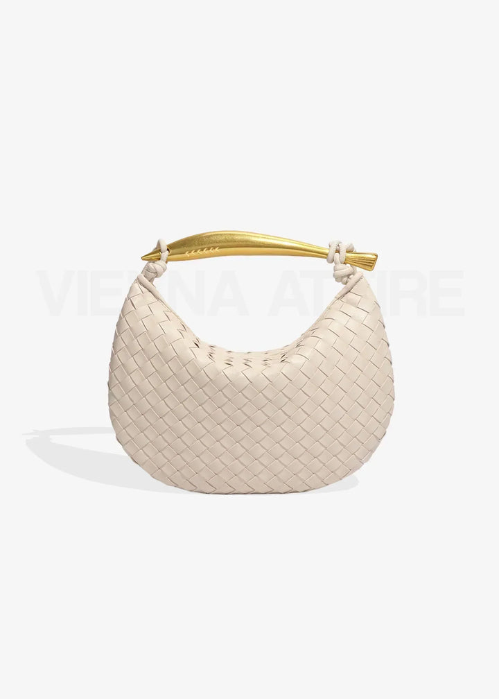 Alexandra – Sac à motif tissé avec poignée dorée