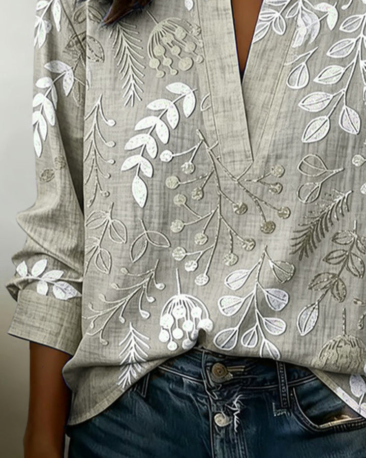 Floral V-Neck Blouse for Women | Lightweight Pastel Top