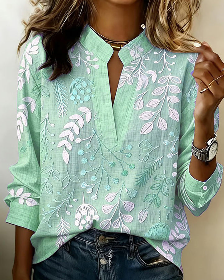 Floral V-Neck Blouse for Women | Lightweight Pastel Top