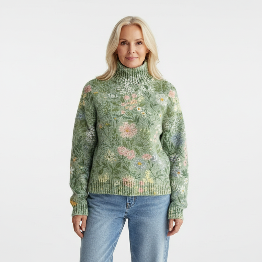 Jessie | Suéter de Cuello Alto Floral y Acogedor