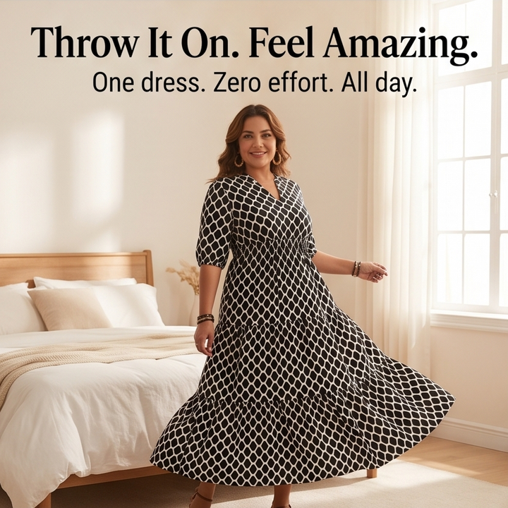 Maxi Dress with Pockets - Smocked Waist Tiered Skirt