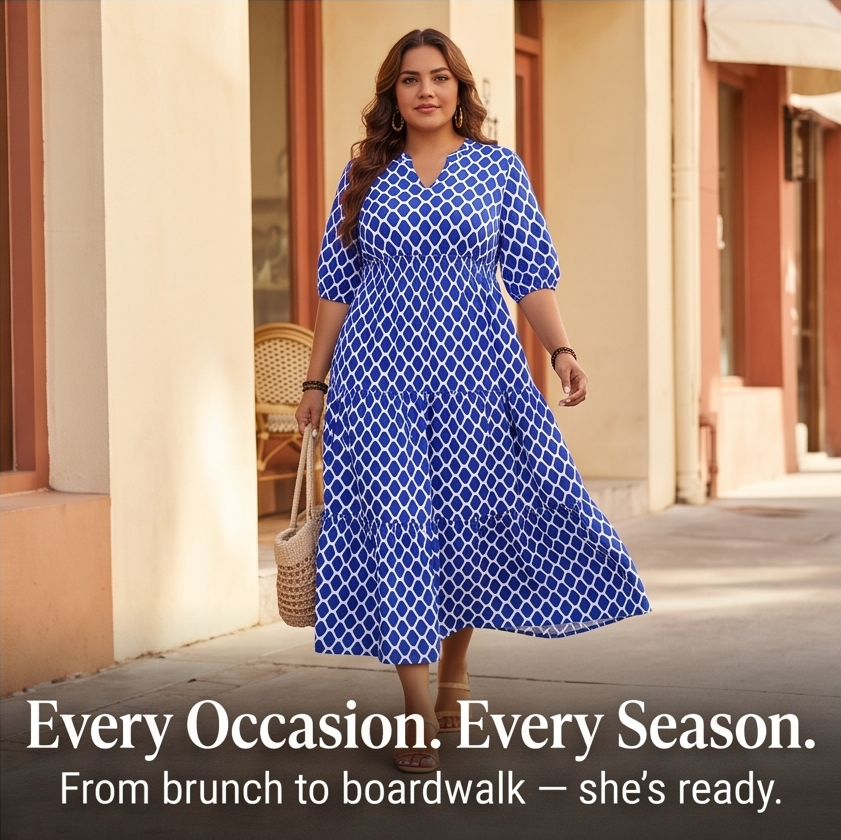Maxi Dress with Pockets - Smocked Waist Tiered Skirt