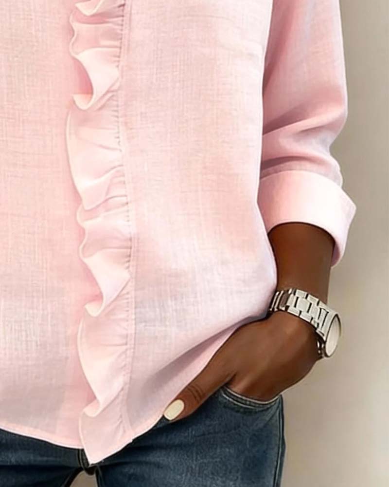 Sophie | Blusa de manga larga con volantes y escote en V para mujer, top de primavera