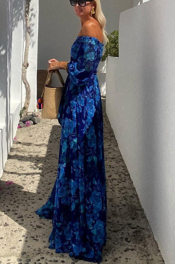 Luna | Langes Kleid mit Blumenmuster