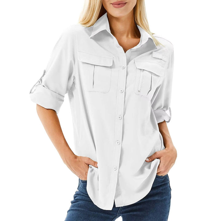 Trek | Camicia da escursionismo a manica lunga da donna con protezione UPF 50, modello Safari con maniche arrotolabili