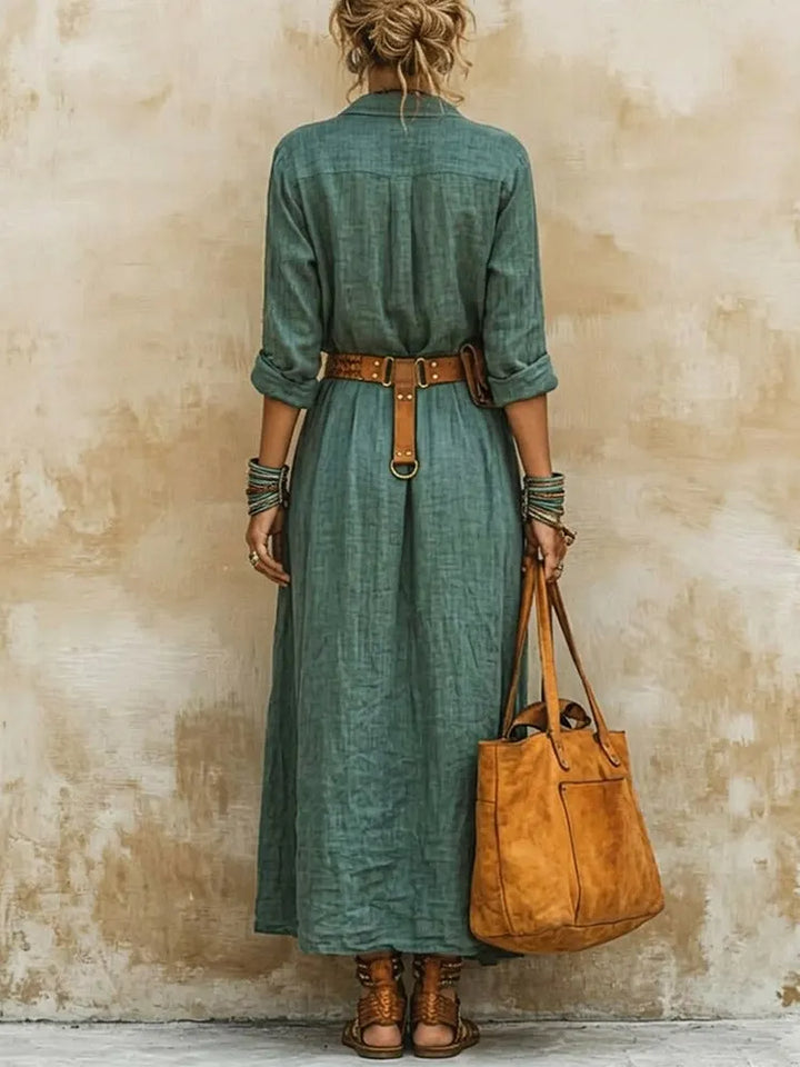 Maren™ | Vestido Camisa com Estampa Artística