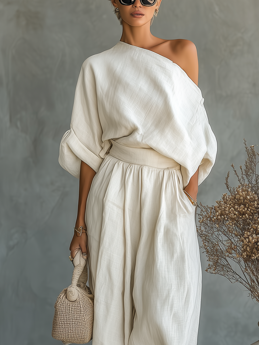 Lisa | Weiches Off-Shoulder-Top und Set mit schmal zulaufender Hose