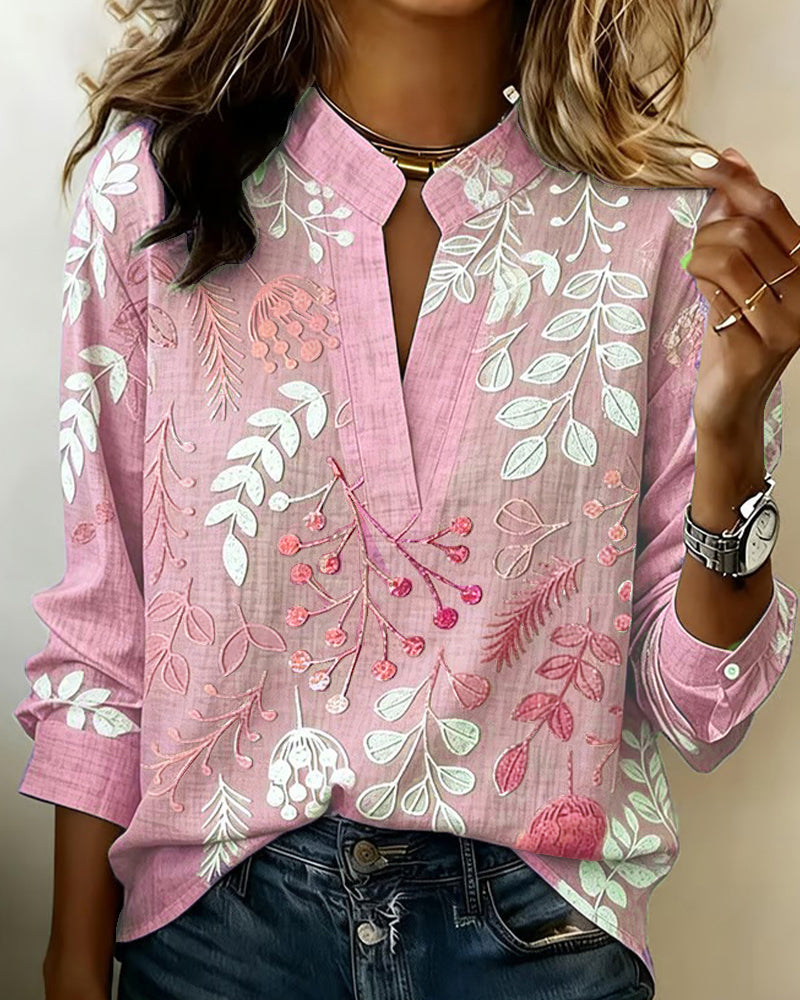 Floral V-Neck Blouse for Women | Lightweight Pastel Top
