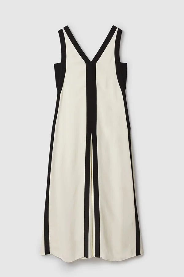 Maxi Dress for Women - Sleeveless Colorblock V-Neck A-Line