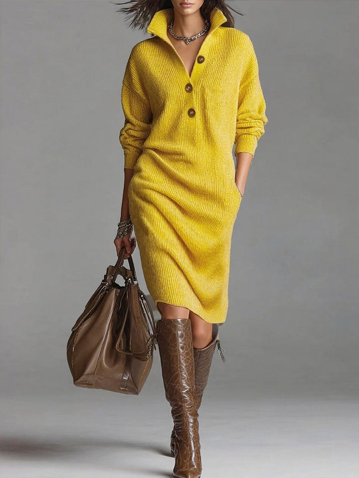 Norlyn | Schickes geripptes Midikleid