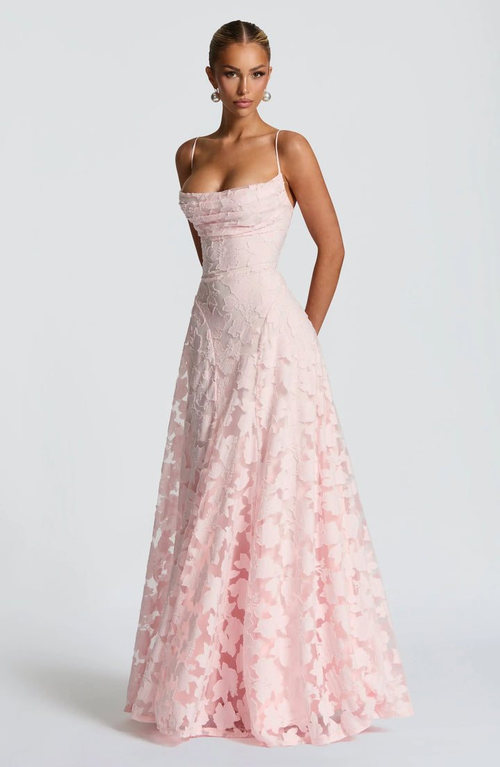 Maxi Dress with Crisscross Back - Flowy Elegant Silhouette