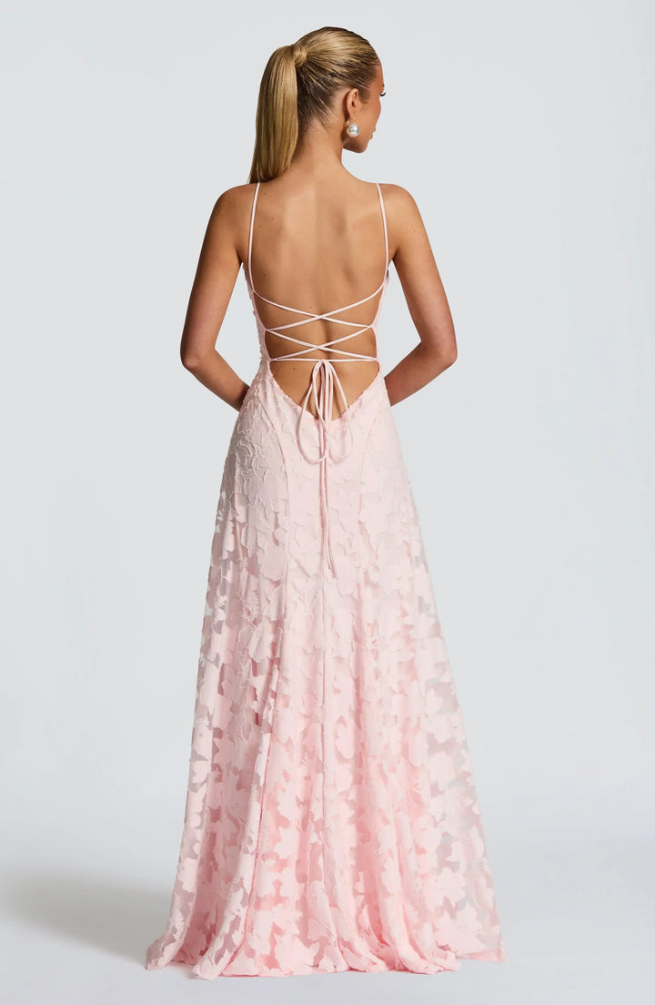 Maxi Dress with Crisscross Back - Flowy Elegant Silhouette