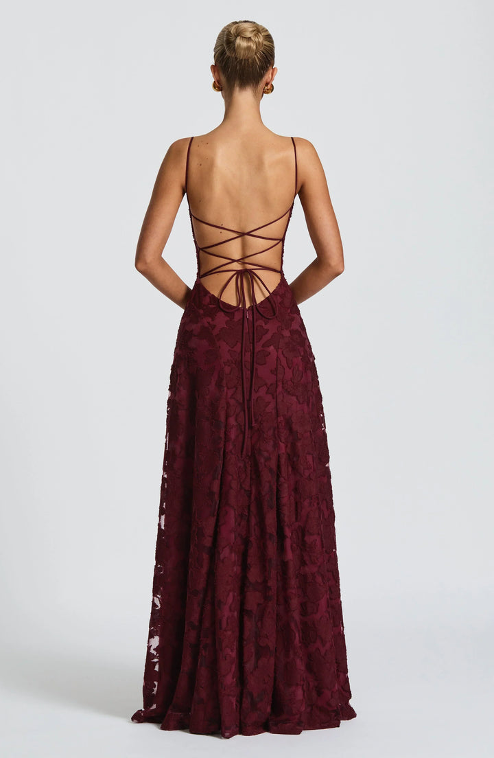 Maxi Dress with Crisscross Back - Flowy Elegant Silhouette
