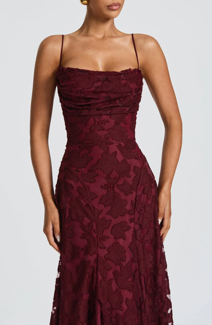 Maxi Dress with Crisscross Back - Flowy Elegant Silhouette
