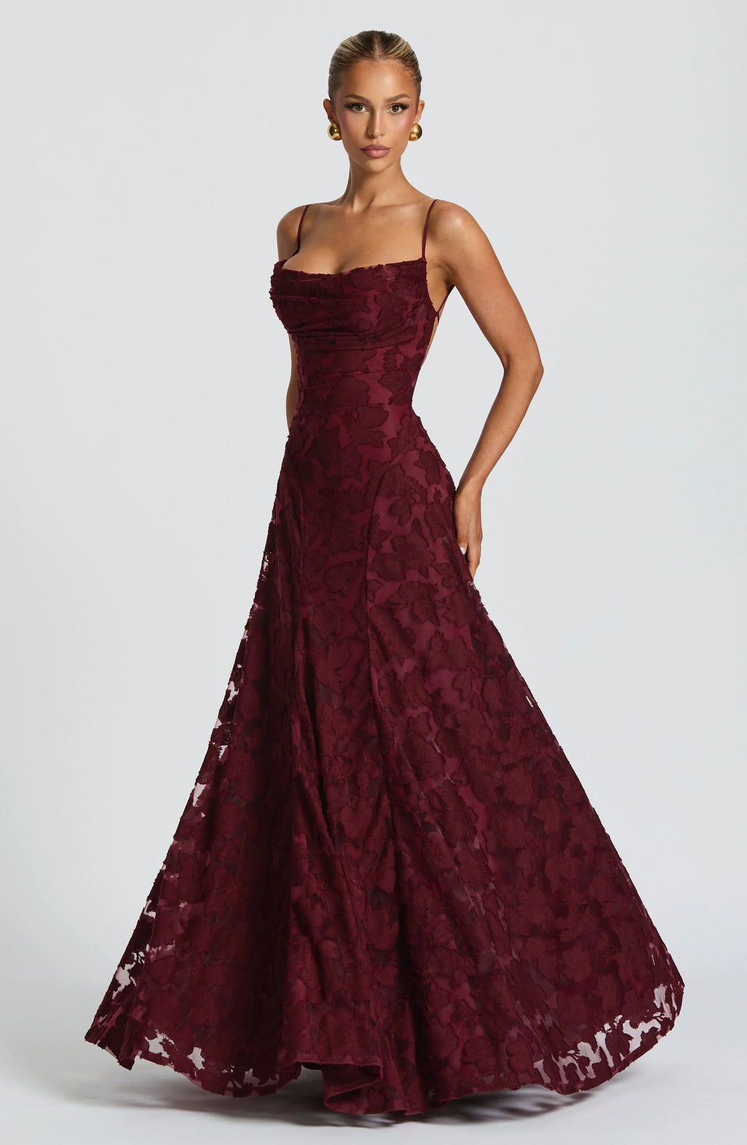 Maxi Dress with Crisscross Back - Flowy Elegant Silhouette