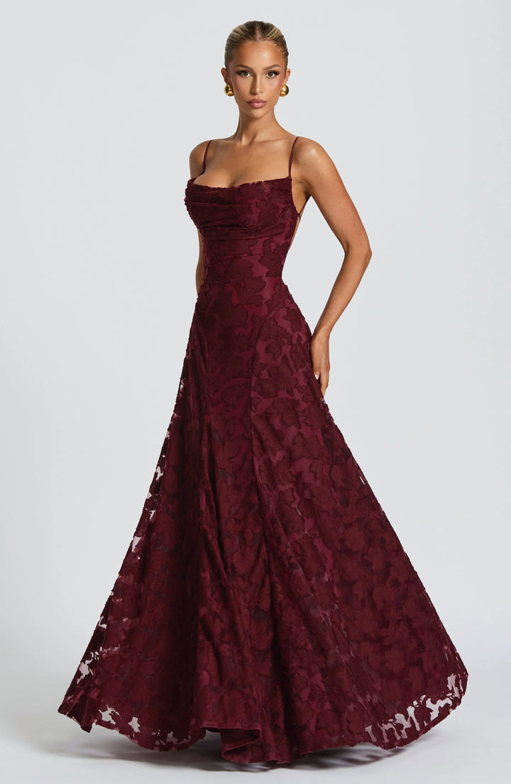 Maxi Dress with Crisscross Back - Flowy Elegant Silhouette