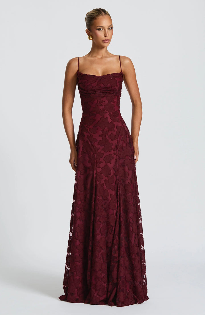 Maxi Dress with Crisscross Back - Flowy Elegant Silhouette