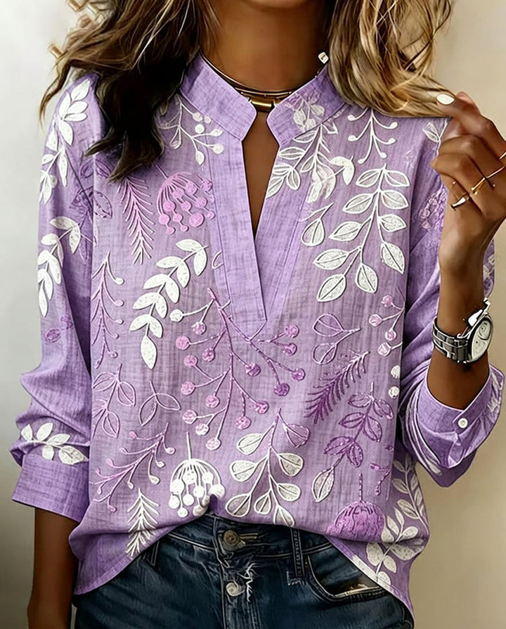 Floral V-Neck Blouse for Women | Lightweight Pastel Top